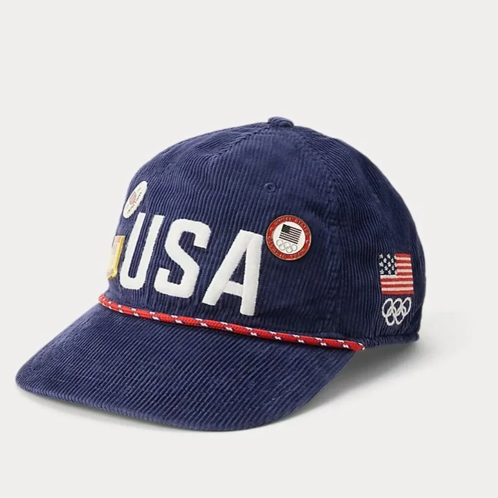 Polo Ralph Lauren Team USA 2026 Olympics Courduroy Cap Hat with Enamel Pins NWT - Picture 11 of 13